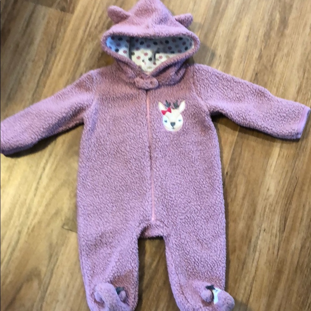 Mauve Sherpa reindeer zip up